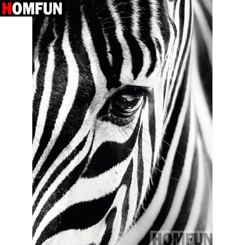 

HOMFUN 5D DIY Diamond Painting Full Square/Round Drill "Zebra face" 3D Embroidery Cross Stitch gift Home Decor A04022