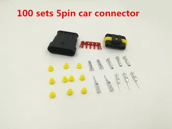 

100sets male female terminal Kit 5Pin 5 in1 Waterproof Electrical Wire Cable automotive Connector Plug for car truck ATV 5pin
