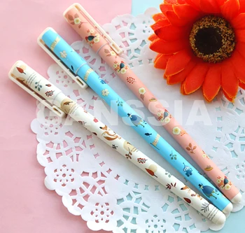 

1pc Kawaii design Gel pen Cute cats click type 0.5mm black ink pens zakka Stationery Canetas escolar school supplies(ss-a964)