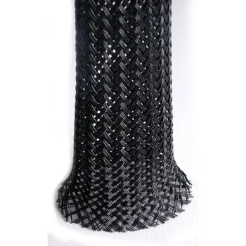 

30ft Length -1/8"=3MM Black - Flexo PET Expandable Braided Sleeving High Temperature Resistant Carbon Fiber Braided Casing