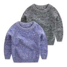 Осенне-зимний свитер для мальчиков, хлопковый детский вязаный однотонный пуловер с круглым вырезом, Свитера для малышей, От 1 до 5 лет