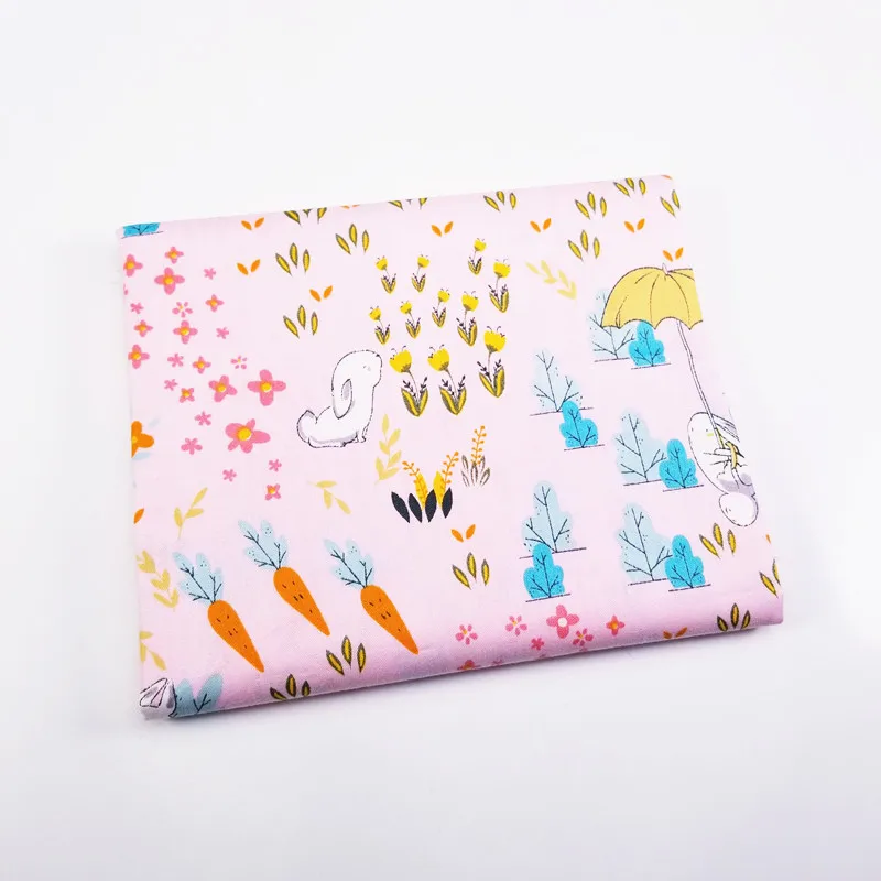 Хлопковая саржевая ткань с принтом милого кролика, Лоскутная Ткань для рукоделия, шитье, стеганное шитье, хлопковый материал, ткань для домашнего текстиля