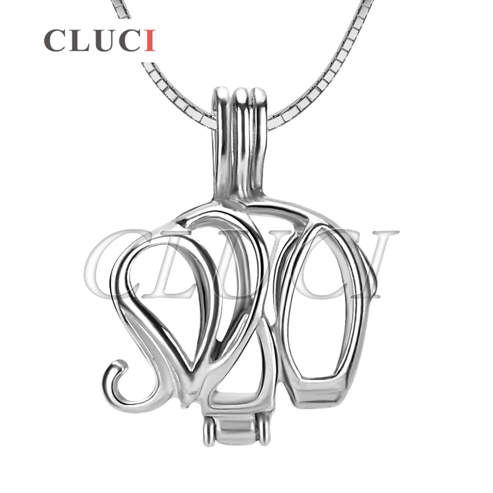 CLUCI Charming 925 sterling silver elephant necklace necklace locket pendant 3pcs necklace