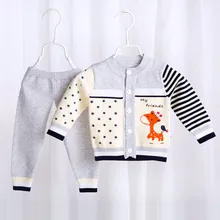 Children Sweater Baby Boys girls Wool Clothing Set Warm Sport Suit Set Kids 2017 Spring Autumn