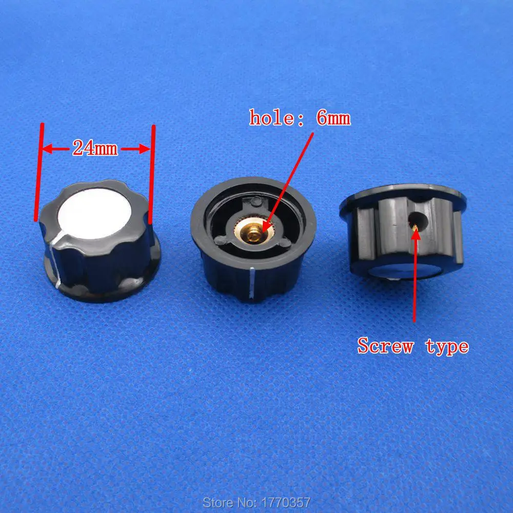 

5 pcs New high quality T shaped round handle knob cap screw tight bakelite potentiometer knob cap with hole 6mm