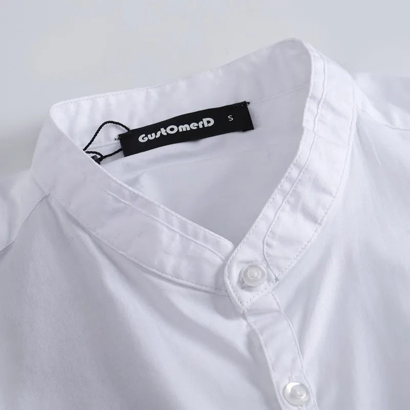 GustOmerD Новая модная мужская рубашка с длинным рукавом Топы солидные мужские рубашки с отложным воротником приталенные мужские рубашки с воротником-стойкой