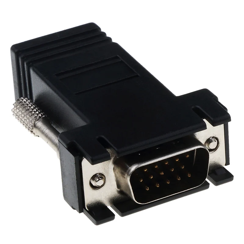 Kebidu 2 шт. RJ45 для мини VGA удлинитель Шнур Мужской Женский для Lan Cat5 Cat5e RJ45 Ethernet адаптер для ПК ноутбука - Цвет: Черный