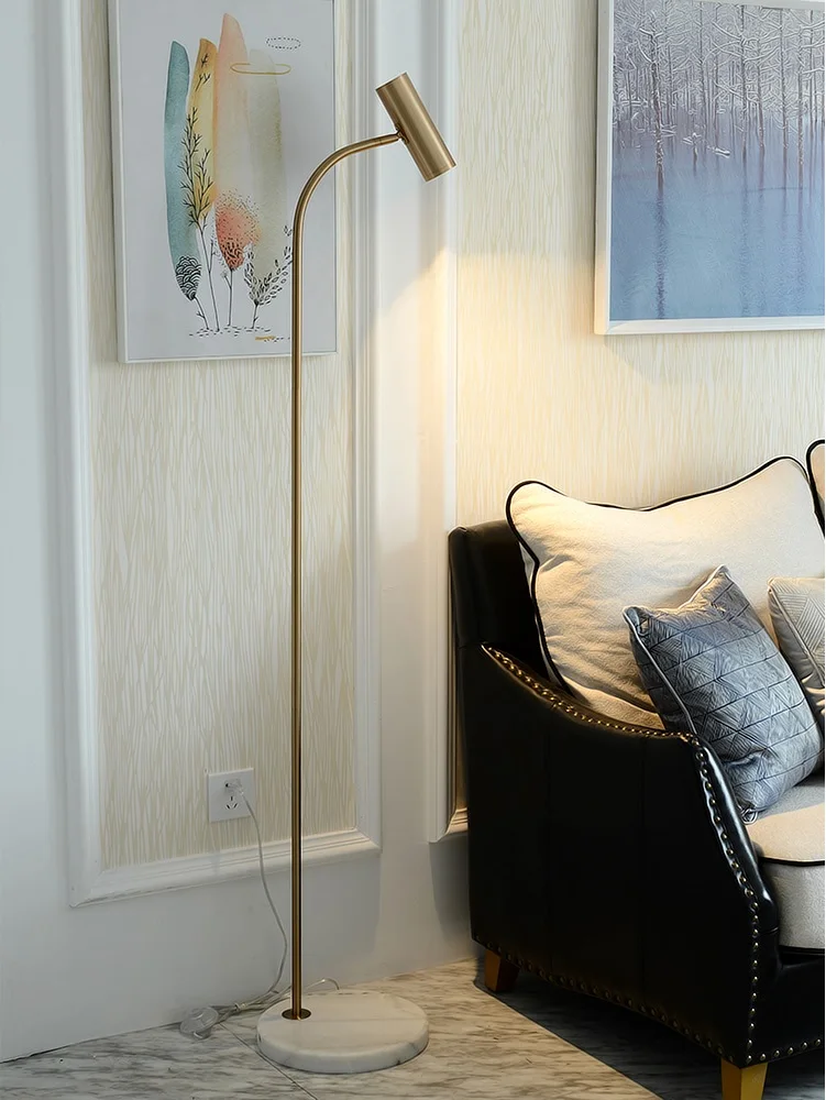 

160cm High Floor Lamp with Marble Base / Gold or Black Finish / Sweden Design