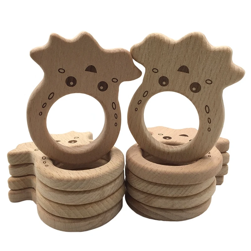 

Baby Teether Animal Hippo Pig Sheep Cock Deer Puppy Bear Turtle Shape Teething Nursing Natural Wooden Toy Organic Safe-M20