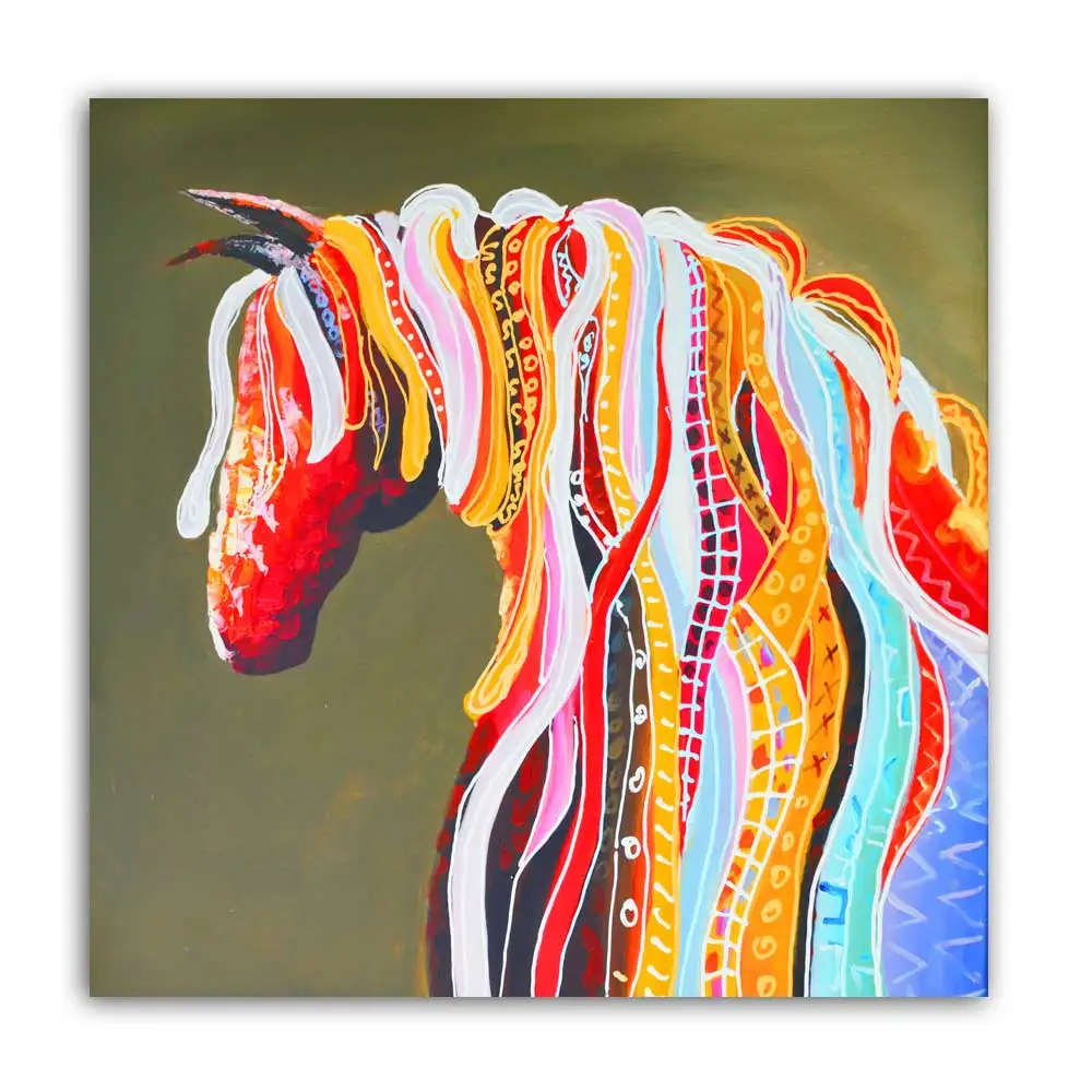 Красочные лошади холст картины маслом абстрактные настенные художественные плакаты и принты гостиная постеры с животными украшения стен - Цвет: jy1238