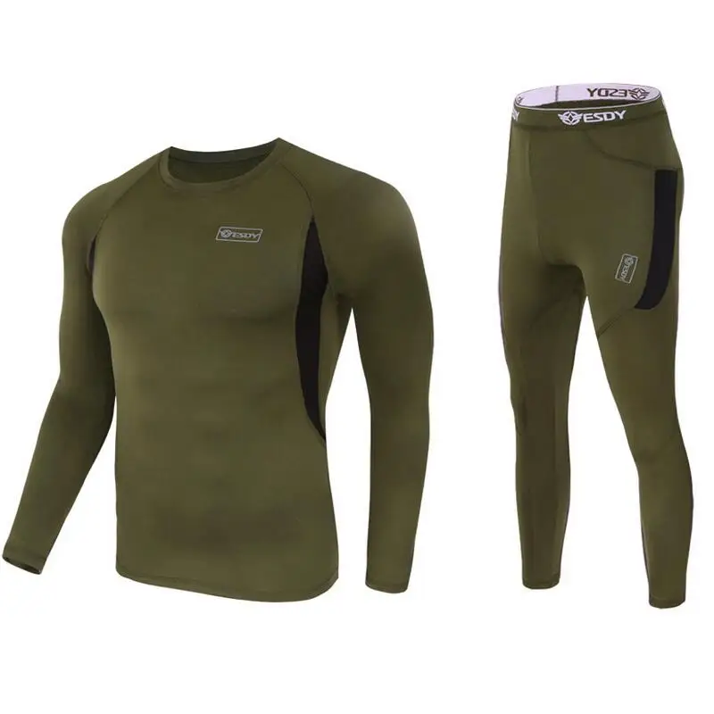 Men Thermal Underwear Sets Compression Fleece Sweat Quick Drying Long Johns