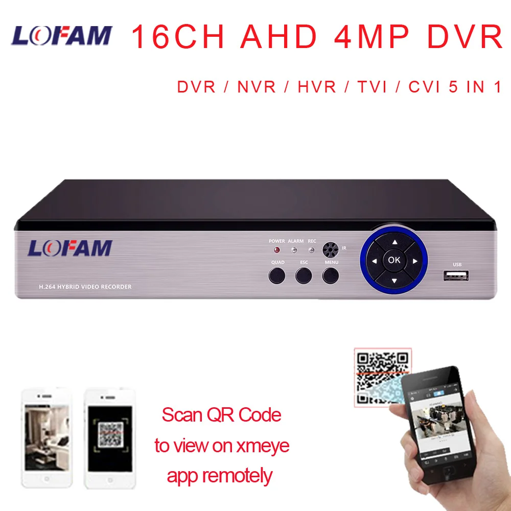 Lofam 4MP безопасности DVR 16CH 5 в 1 AHD CVI TVI Гибридный dvd-плеер NVR 4.0MP видеонаблюдения видеорегистратор 1080 P HDMI 3g WI-FI XMEYE