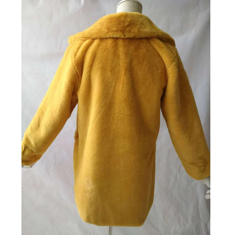 Длинное пальто из искусственного меха размера плюс женские свободные однотонные мягкие куртки из искусственного кроличьего меха женские свободные повседневные пальто популярные зимние пальто