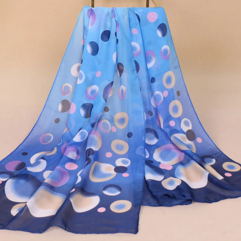 

2018 women's chiffon Scarf summer beach shawls thin Colorful circles print scarf wrap 160x50cm
