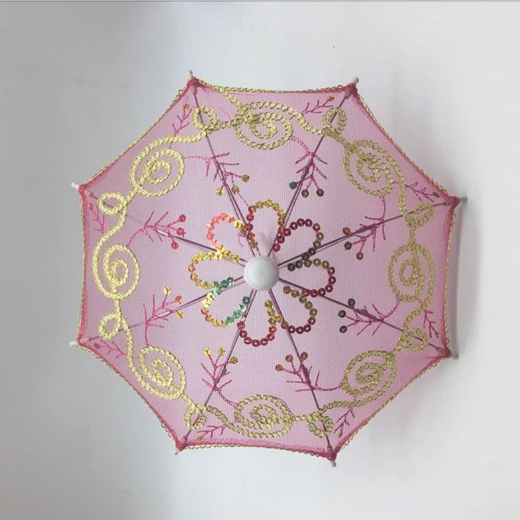 NEW Lace Umbrella Doll Accessories Handmade Doll's Embroidered Umbrella For 1/3 1/4 1/6 BJD Dolls Toy Accessories - Цвет: Розовый