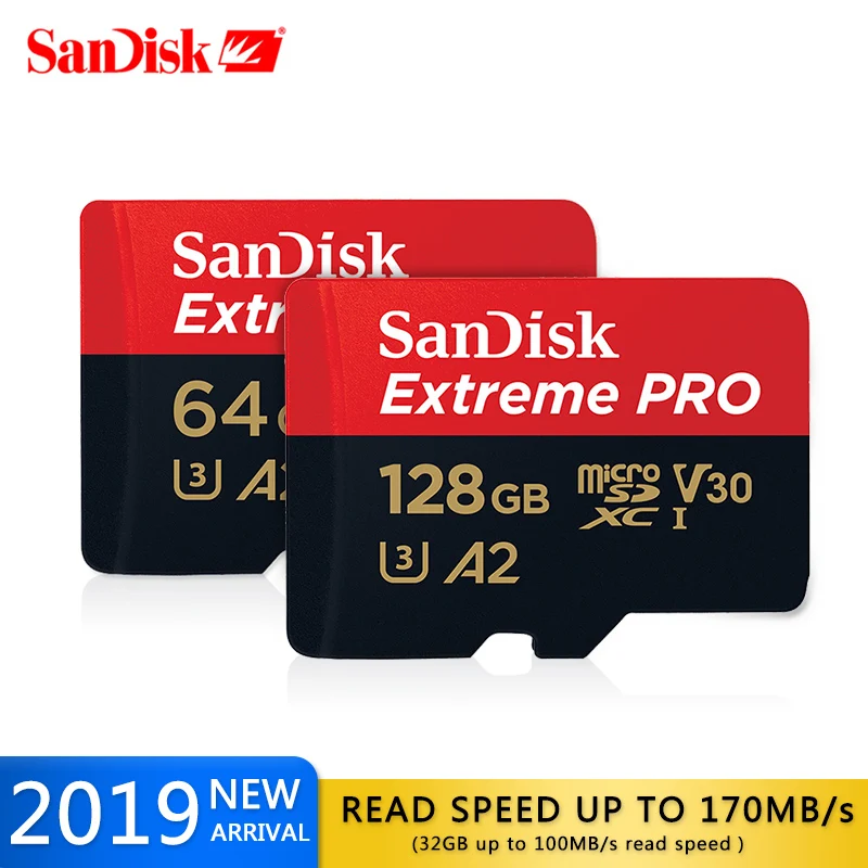 Дешевый SanDisk Extreme PRO Micro SD карты чтения Скорость 170 МБ с. 128 GB 64 GB U3 V30 A2 32 Гб A1 карты памяти SDXC флэш карты памяти 4 K UHD