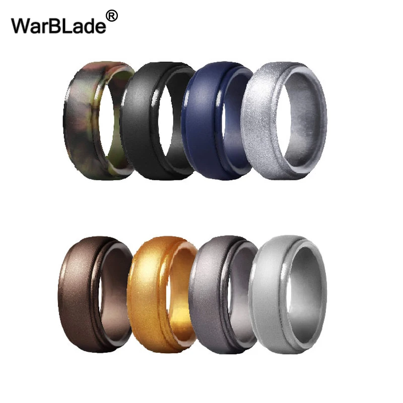 WarBLade New Food Grade FDA Silicone Rings Men Wedding Rubber Bands Hypoallergenic Flexible Antibacterial Silicone Finger Ring