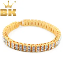 2 ряда ААА Стразы Iced Out мужские и женские шикарные теннисные цепи хип-хоп браслет " браслет в панковском стиле браслет