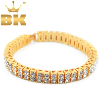 

2 Row AAA Rhinestone Iced Out Men Women Bling Tennis Chains Hip Hop Bracelet 8 " Punk Style Bracelet Bangle
