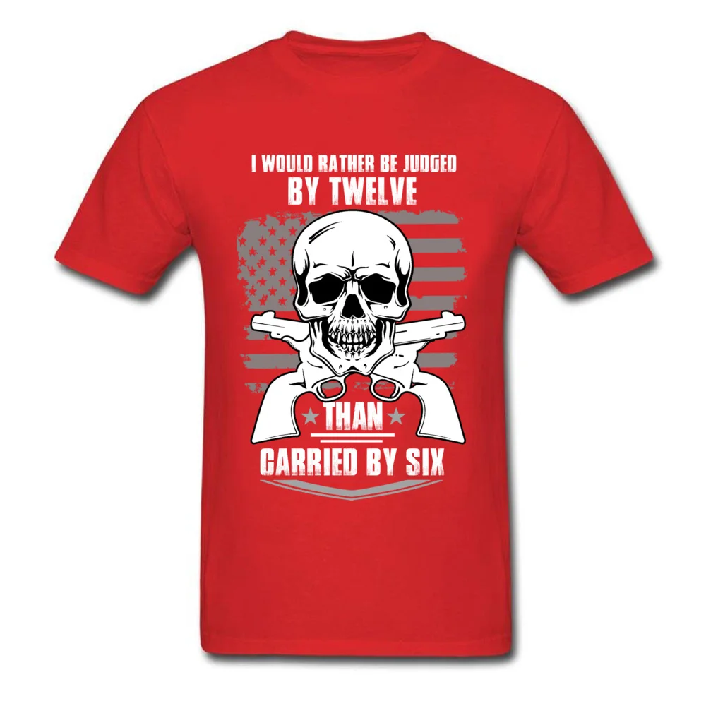 GUNS AND SKULL Tops T Shirt 2018 Hot Sale Crewneck Printed On Short Sleeve Pure Cotton Boy T Shirts Camisa Tee-Shirts GUNS AND SKULL red