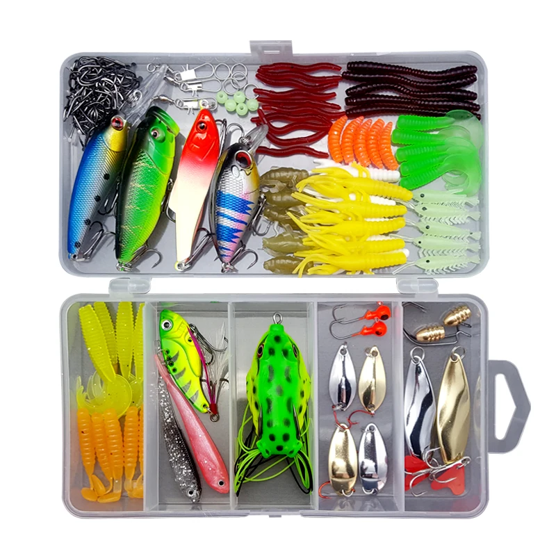 

108pcs Fishing Lures Set Mixed Minnow/Popper Fish Lure Box Spinner Spoon Cebo Grip Hook Isca Artificial Bait Kit Pesca