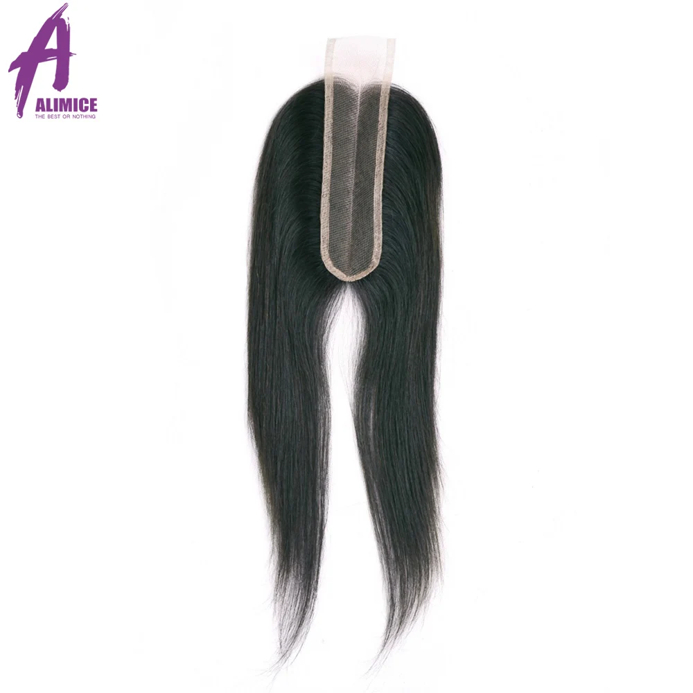 ALIMICE Hair Middle Part 26 Lace Closure Indian Straight Straight Closure Non Remy Human Hair Closure Natural Color 6-18 inch (4)