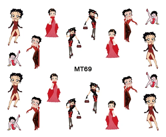 

Sticker for Nail MT69 Cartoon Red Betty Nail Art Water Sticker Decal For Nail Art Tattoo Tips Boop DIY Nail Tool