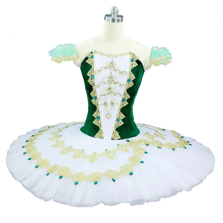 

Green Velvet Body professional ballet tutu for women girls performance Pancake platter tutu for ballerina kids adult