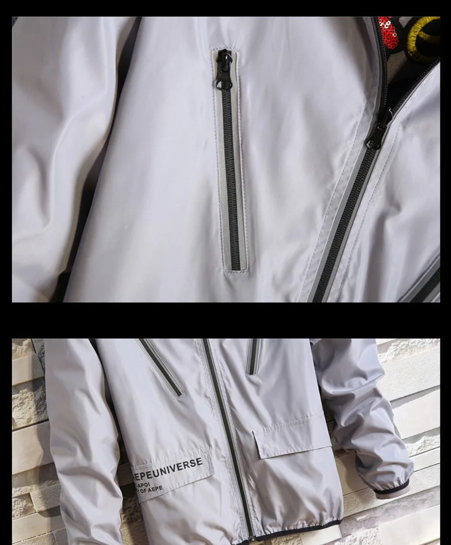 Streetwear Mens Jacket Color Zipper Casual   (15)