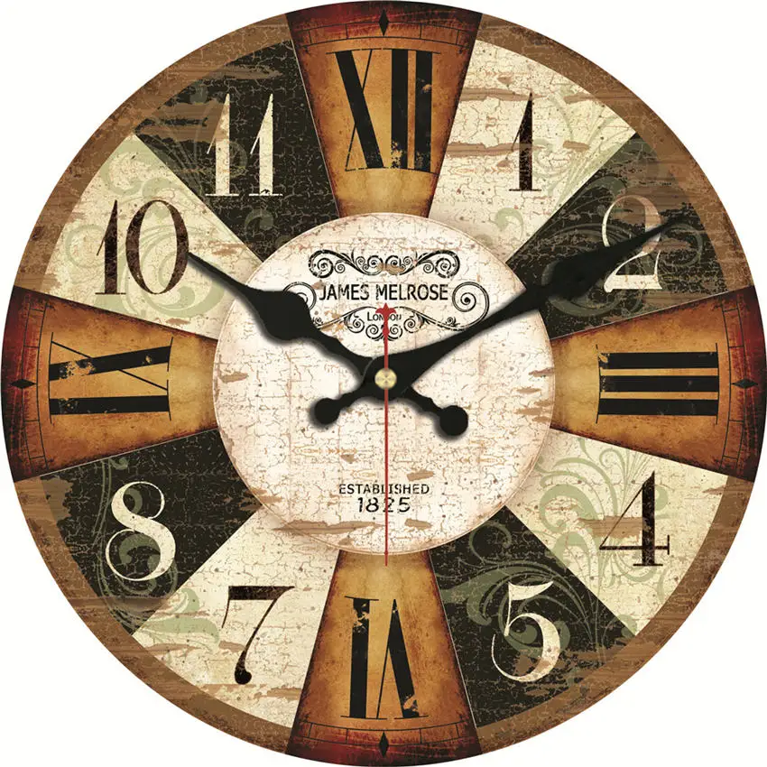 Римские цифры старомодный шик часы, деревянные настенные часы для Гостиная гостиной исследование Спальня, бесшумные круглые Настенные часы, 16-дюймовый шпилька - Цвет: Wall Clock 12
