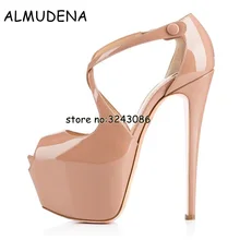 Top Quality Patent Leather Peep Toe Platform High Heels Sexy Slip on Party Dress Dance Shoes