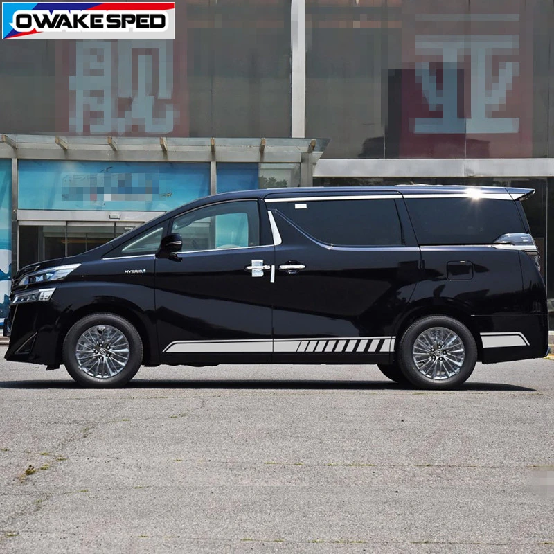 2 PCS Vinyl Car Sticker Decal Fit For Toyota Alphard Side Door Skirt Stripes