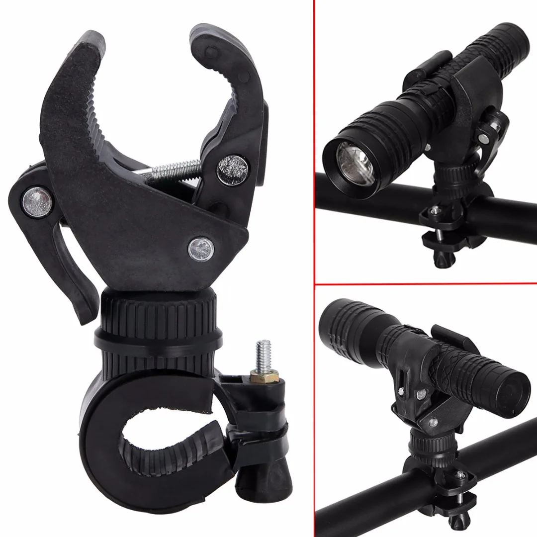 New Portable Bike Flashlight Holder 360 Degree Bicycle Bike Flashlight Bracket Clip Mount Clamp Holder Adjustable Black