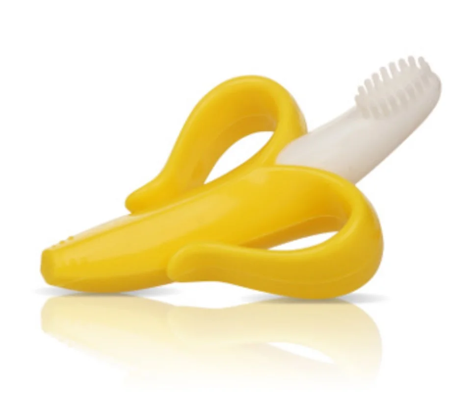 

Baby Teethers Soft High Temperatures Banana Shape Silicone Teether Double Handle for Baby Infants