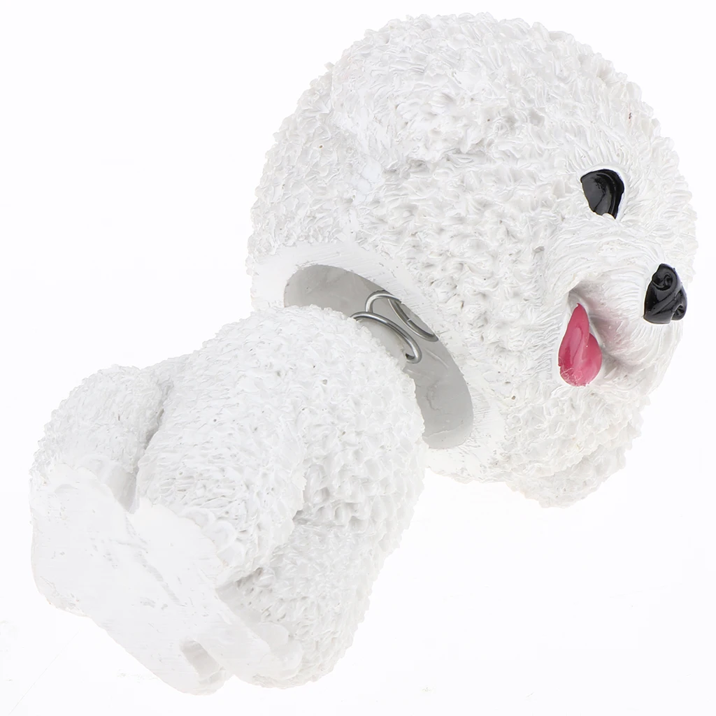 Cute Bobble Head Dogs for Cars Dashboards Auto, Mini Animal Figures, Home Office Desktop Decoration - Bichon Frise