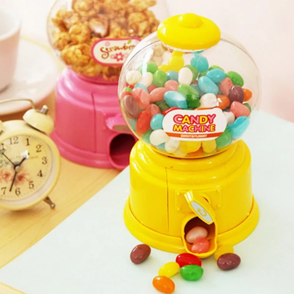 

Cute Sweet Plastic Mini Candy Machine Bubble Gumball Dispenser Coin Bank Kids Child Toy Peanuts Small Candy and Snacks Storage