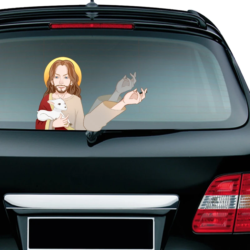 

Removable Jesus Waving Wiper PVC Rear Window Wiper Stickers Rear Windshield Car Sticker Car Styling Auto Accessories Decoration