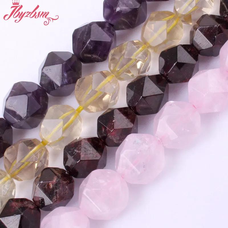 

10mm Faceted Cube Quartz Garnet Amethyst Loose Natural Stone Beads For DIY Jewelry Making Necklace Bracelets Earring Strand 15"