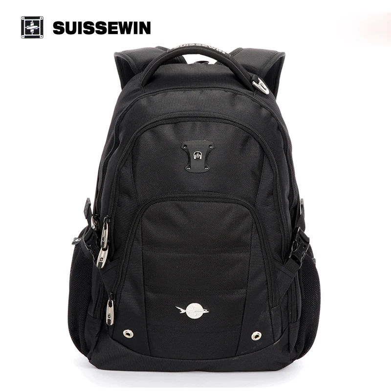 Suissewin designer brand black laptop backpack swiss bagpack nylon men