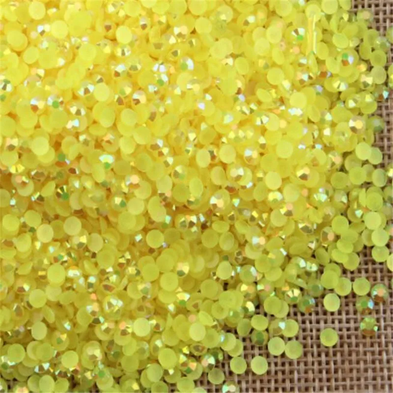 

2MM 3MM 4MM 5MM 6MM Bling Yellow Jelly AB Color Resin Rhinestones Hand Craft Flatback Resin Stone Garment&Nail Arts Decoration