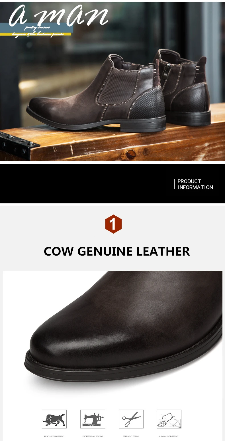 DESERT RAM Brand Men's Boots Genuine Leather Oxford Dress Shoes Male British Chelsea Shoe Mens Winter Business Point Footwear (4)