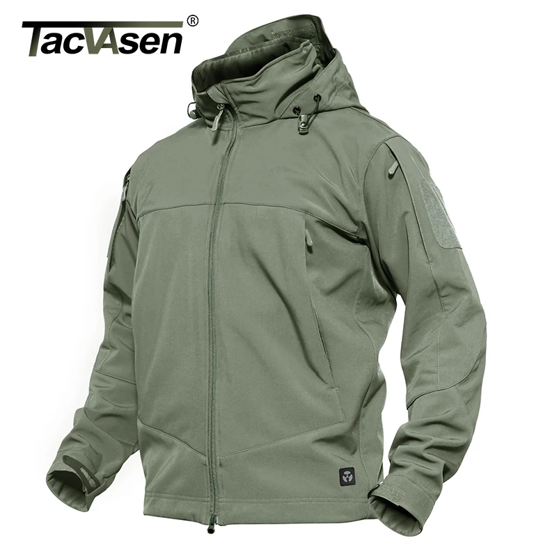 

TACVASEN Tactical Soft Shell Jacket Men Winter Waterproof Hooded Jacket Coat Autumn Military Jacket Windbreaker TD-QZJL-014