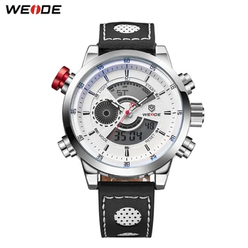 

WEIDE Men Watch Men's Watches Quartz Digital Auto Date Alarm Chronograph Repeater Multiple Time Zone Belt Wristwatches Men Watch