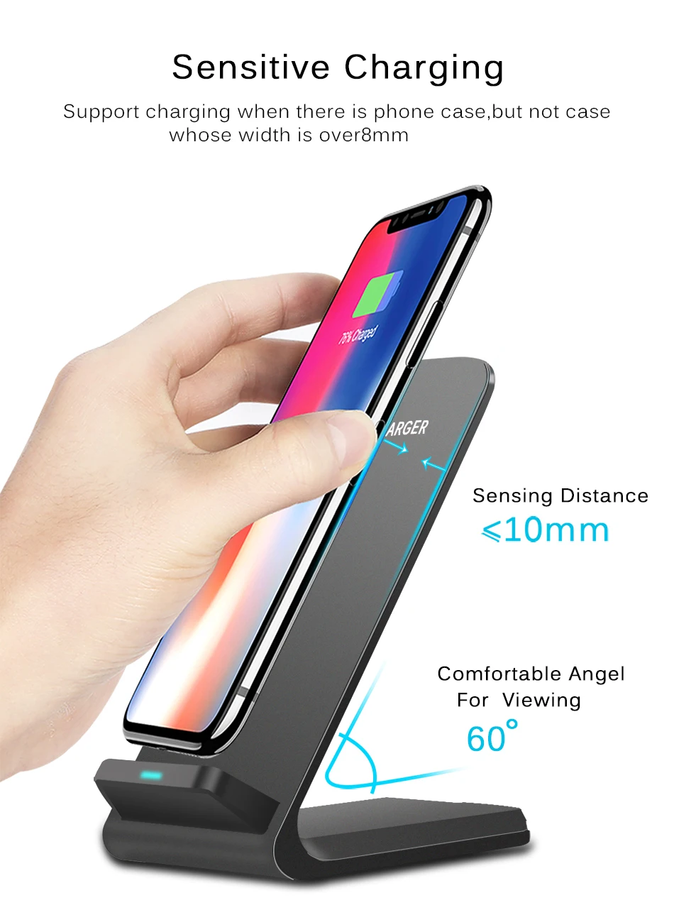 Беспроводное зарядное устройство Qi для iPhone 11 Pro X S Max XR 8 samsung S9 S10 Note 9 Быстрая Беспроводная зарядная док-станция
