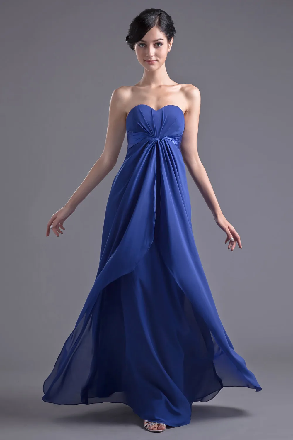 2015 Best selling backless bridesmaids dress, chiffon fabric, fold