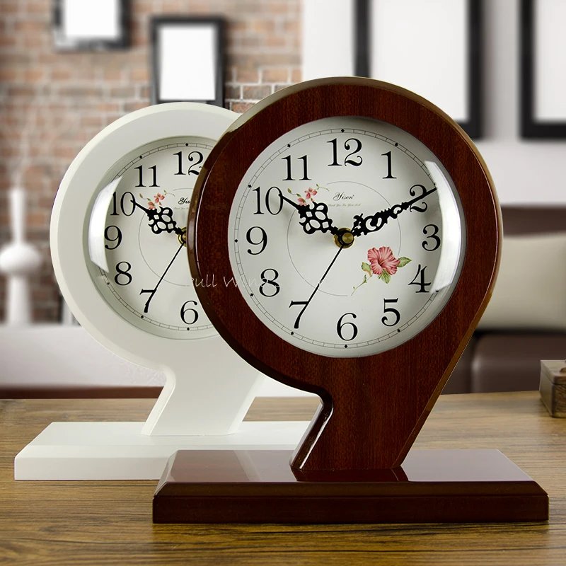 

living room and office Classic wooden Table Clocks Brief pastoral Household wood clock Arabic numerals 9