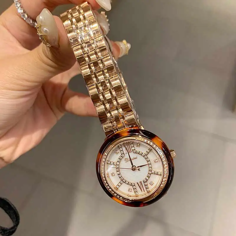 2019 Модный Топ бренд класса люкс полностью женские часы с бриллиантами Кварцевые водонепроницаемые из нержавеющей стали Fritillaria наручные