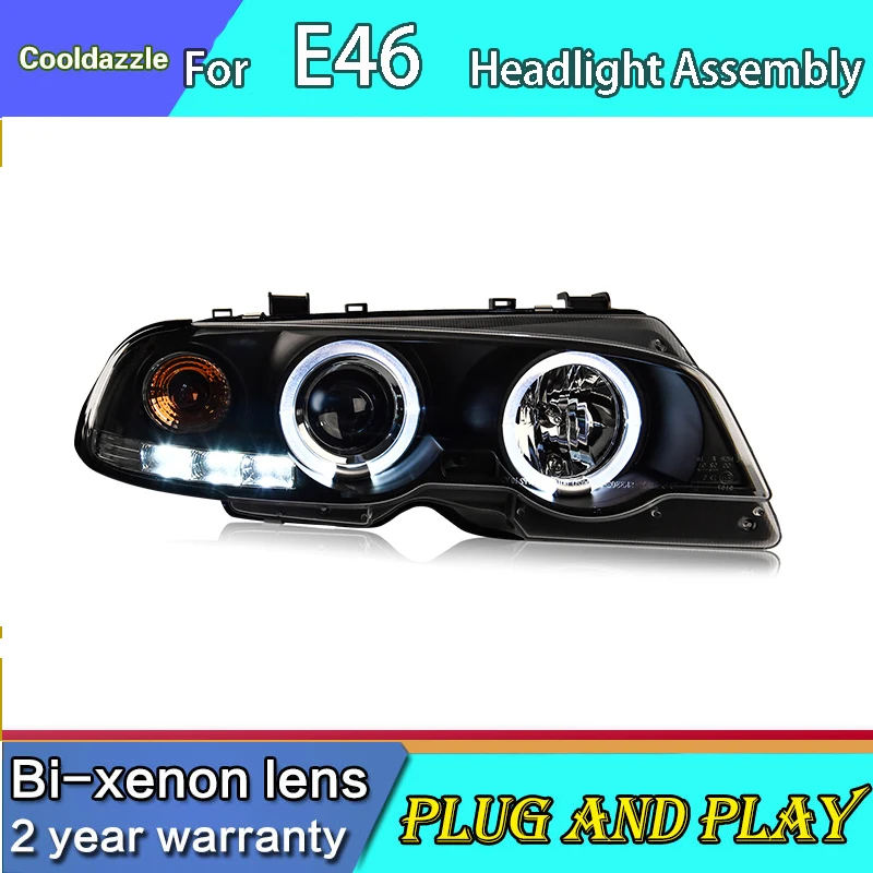 Передняя фара для BMW E46 318i 323i 320i 325i 330i 2 двери ангельские глазки в сборе 1998-2002 год |