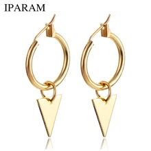 Золотые и серебряные треугольные мужские серьги-кольца панк геометрический Шарм Мужские и женские серьги модный тренд Ювелирные изделия Подарки