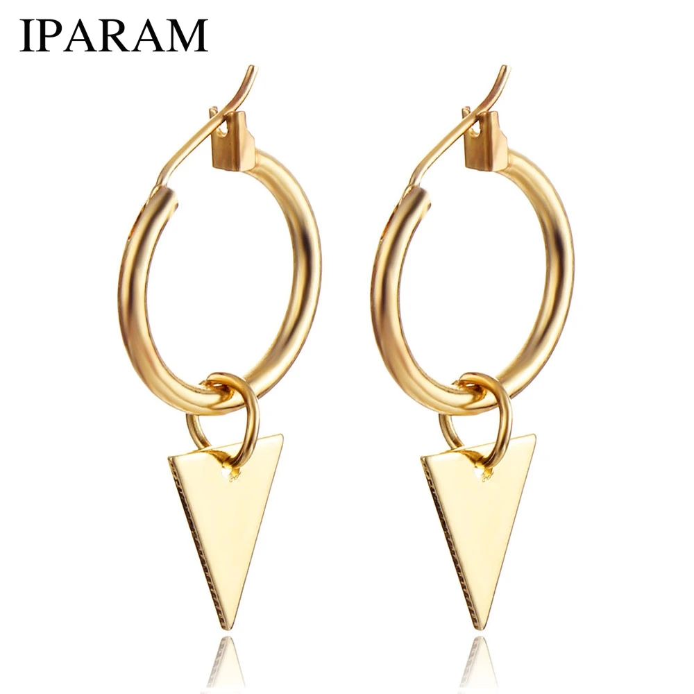 

Gold and Silver Triangle Men's Hoop Earrings 2019 Punk Geometric Charm Men's and Women's Earrings Fashion Trend Jewelry Gifts